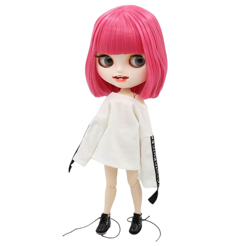 Mariah – Premium Custom Neo Blythe Doll with Pink Hair, White Skin & Matte Smiling Face Matte face Pink hair Smiling face White skin