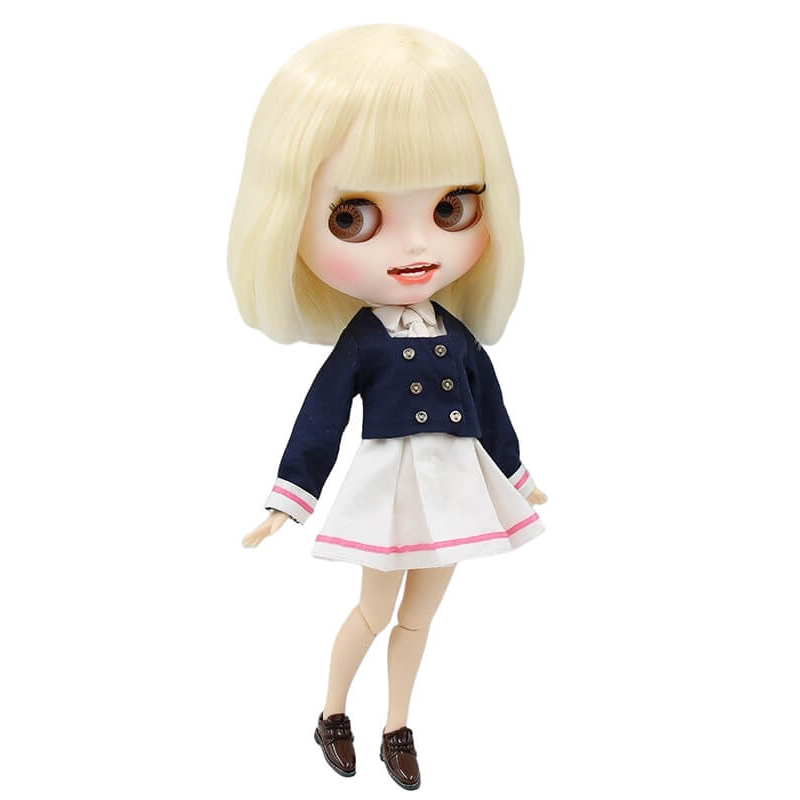 Payton – Premium Custom Neo Blythe Doll with Blonde Hair, White Skin & Matte Smiling Face Blonde hair custom Blythe doll Matte face custom Blythe doll Smiling face custom Blythe doll White skin custom Blythe doll