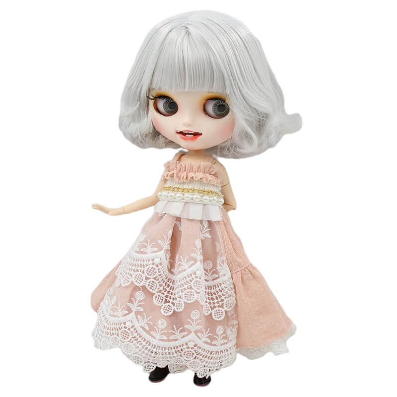 Rebecca – Premium Custom Neo Blythe Doll with Silver Hair, White Skin & Matte Smiling Face Matte face Silver hair Smiling face White skin