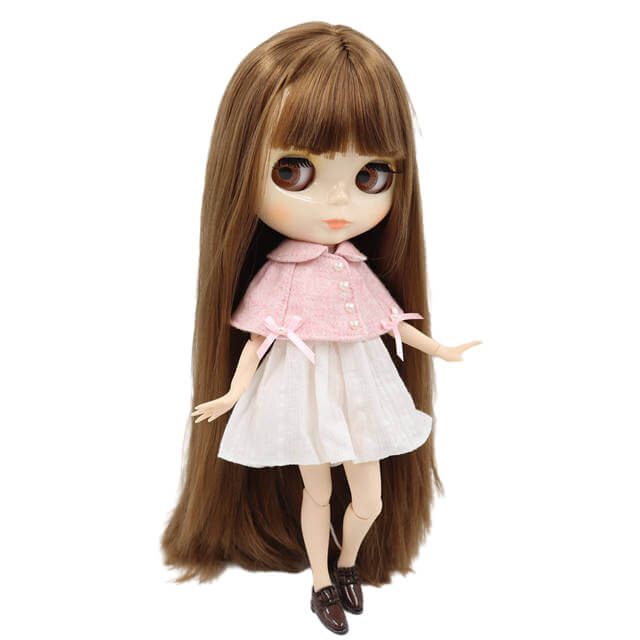 Hallie – Premium Custom Blythe Doll with Cute Face Brown Hair Custom Blythe Doll Shiny Face Custom Blythe Doll White Skin Custom Blythe Doll