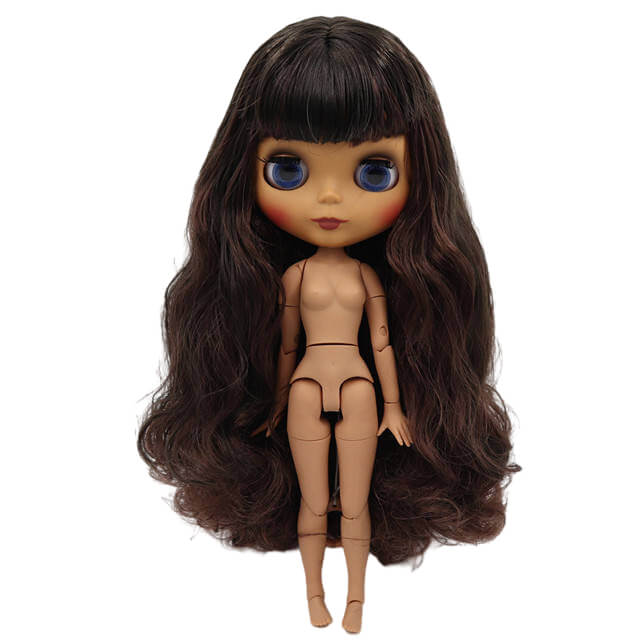 Neo Blythe Doll with Brown Hair, Dark Skin, Matte Face & Jointed Body Brown Hair Factory Blythe Doll Dark Skin Factory Blythe Doll Matte Face Factory Blythe Doll