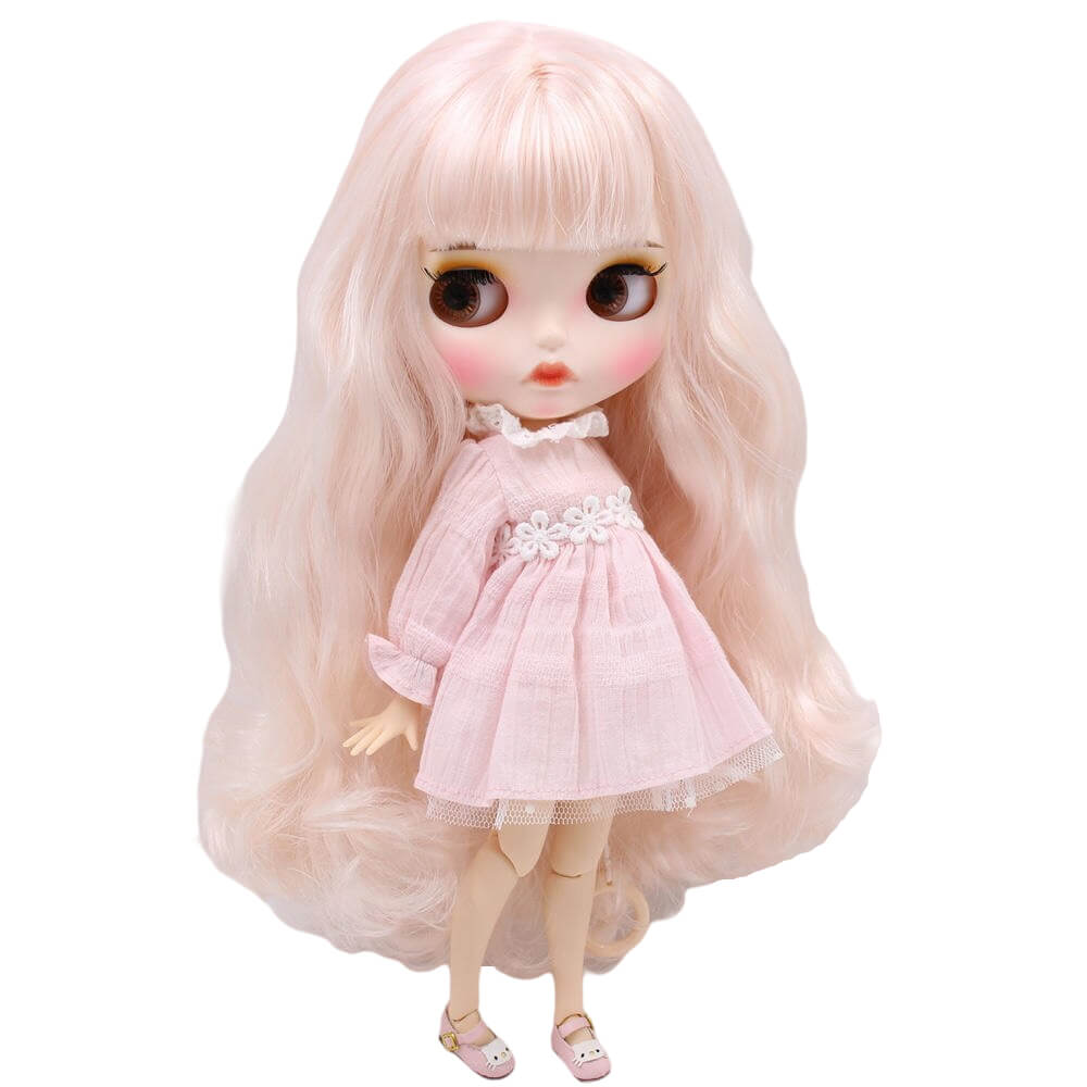 Ellie – Premium Custom Blythe Doll with Pouty Face Matte Face Custom Blythe Doll Pink Hair Custom Blythe Doll White Skin Custom Blythe Doll