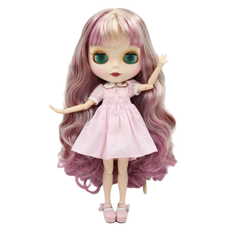 Kim – Premium Custom Blythe Doll with Cute Face Matte Face Custom Blythe Doll Multi-Color Hair Custom Blythe Doll White Skin Custom Blythe Doll