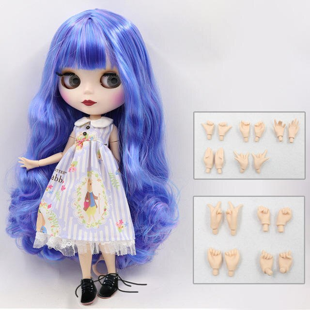 Leona – Premium Custom Neo Blythe Doll with Blue Hair, White Skin & Matte Cute Face 1