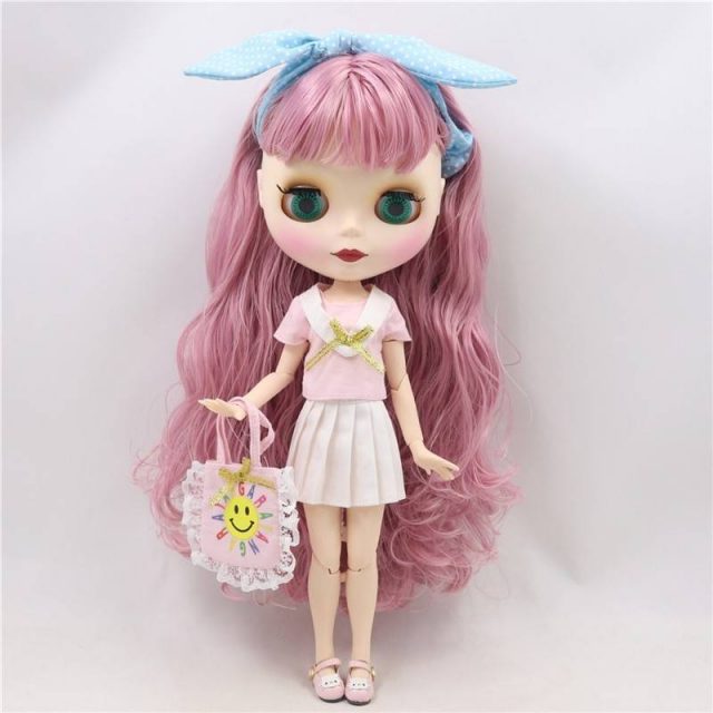 PF 92# Neo Blythe Doll Handmade Pink Dot Dress 3 Pieces 