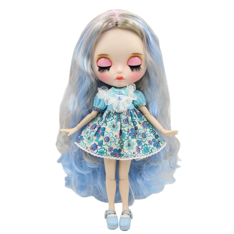 Neo Blythe Doll Elegant Blue Floral Lace Dress Blythe doll clothes