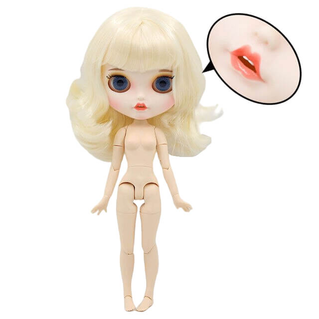 Neo Blythe Doll with Blonde Hair, White Skin, Matte Face & Jointed Body Blonde Hair Nude Blythe Doll Matte Face Nude Blythe Doll White Skin Nude Blythe Doll