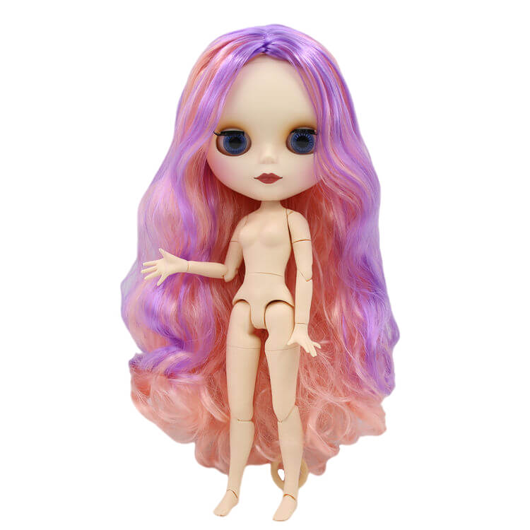 Neo Blythe Doll with Multi-Color Hair, White Skin, Matte Face & Jointed Body Matte Face Factory Blythe Doll Multi-Color Hair Factory Blythe Doll White Skin Factory Blythe Doll