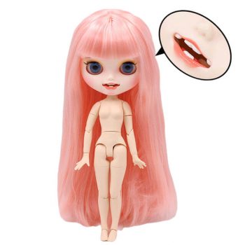 Blythe Nude Doll from Factory Matte Face+Pink Short Optimal Soft Hair With Bang 