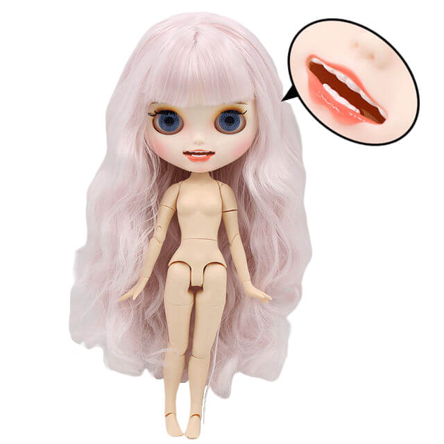 Neo Blythe Doll with Purple Hair, White Skin, Matte Face & Jointed Body Purple Hair Factory Blythe Doll Matte Face Factory Blythe Doll White Skin Factory Blythe Doll