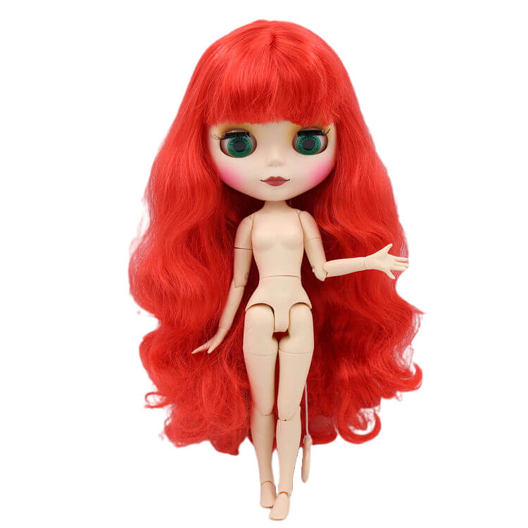 Neo Blythe Doll with Red Hair, White Skin, Matte Face & Jointed Body Red Hair Factory Blythe Doll Matte Face Factory Blythe Doll White Skin Factory Blythe Doll