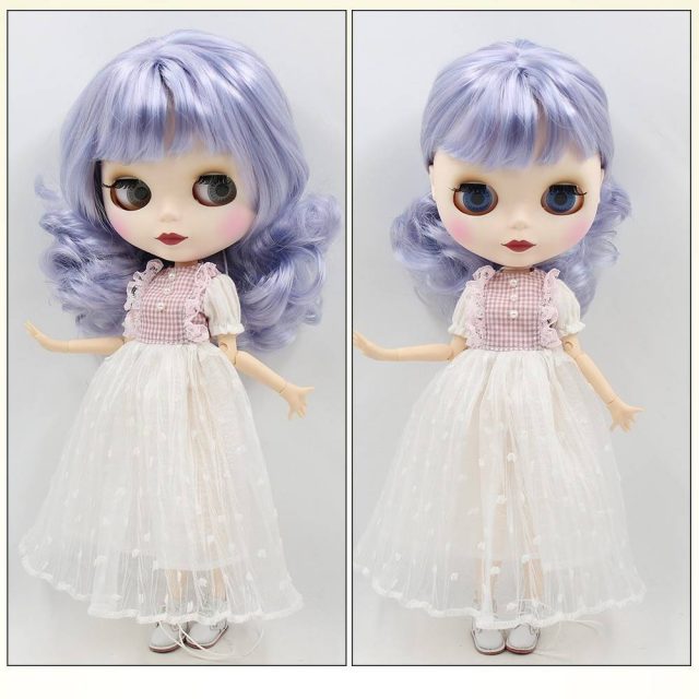 Neo Blythe Doll from Factory 12 in Jointed Body White Skin Purple Hair New Face