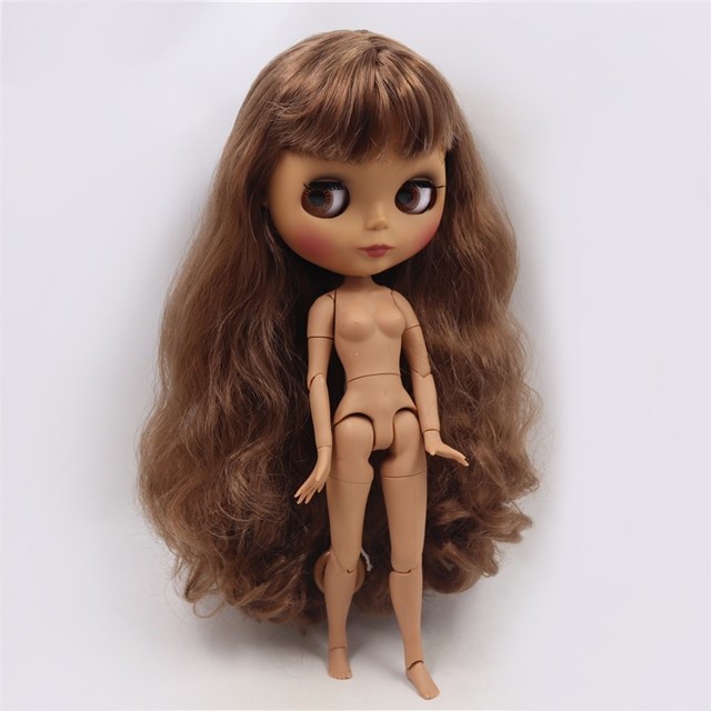 Neo Blythe Doll with Brown Hair, Dark Skin, Matte Face & Jointed Body Brown Hair Nude Blythe Doll Dark Skin Nude Blythe Doll Matte Face Nude Blythe Doll