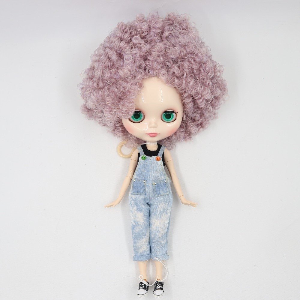 Neo Blythe Doll with Purple Hair, White Skin, Shiny Face & Jointed Body Purple Hair Factory Blythe Doll Shiny Face Factory Blythe Doll White Skin Factory Blythe Doll