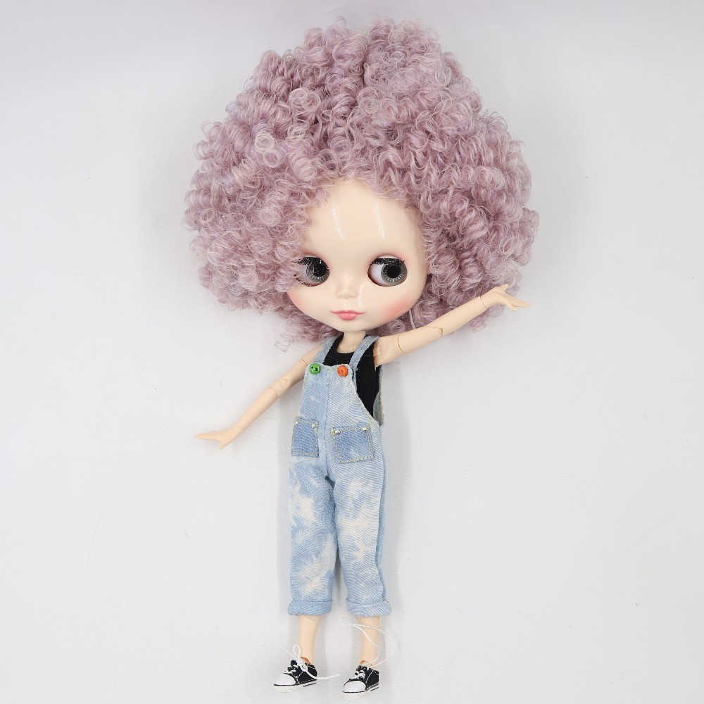 Neo Blythe Doll with Purple Hair, White Skin, Shiny Face & Jointed Body Purple Hair Factory Blythe Doll Shiny Face Factory Blythe Doll White Skin Factory Blythe Doll