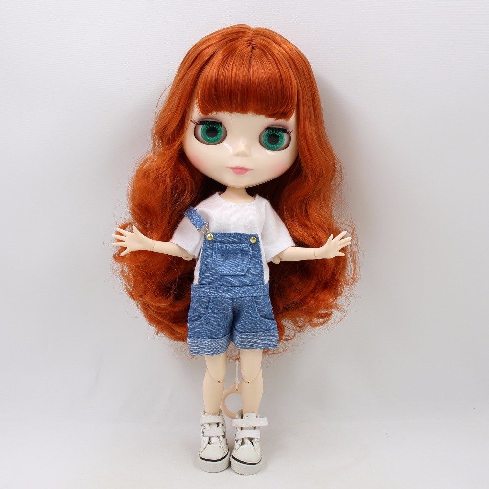 Neo Blythe Doll with Ginger Hair, White Skin, Shiny Face & Jointed Body Ginger Hair Factory Blythe Doll Shiny Face Factory Blythe Doll White Skin Factory Blythe Doll