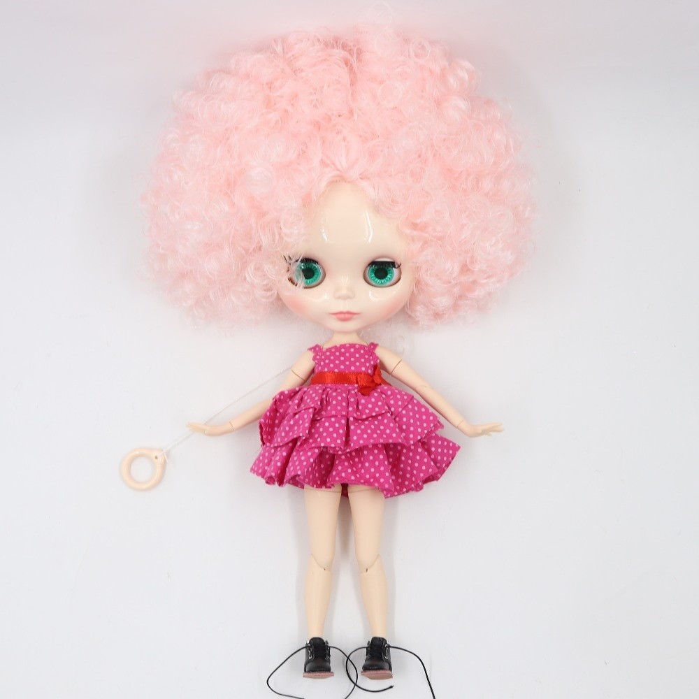 Neo Blythe Doll with Pink Hair, White Skin, Shiny Face & Jointed Body Pink Hair Factory Blythe Doll Shiny Face Factory Blythe Doll White Skin Factory Blythe Doll