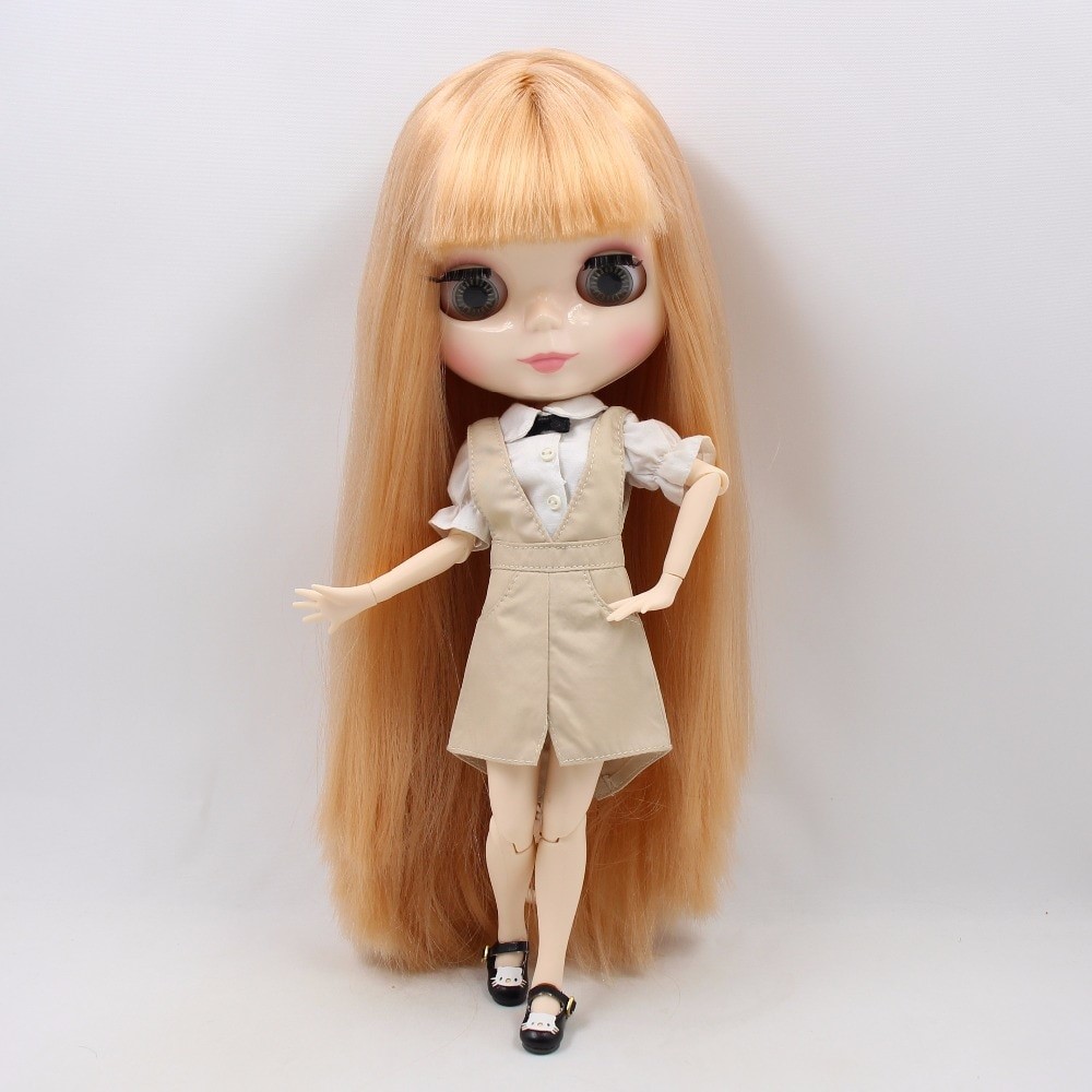 Neo Blythe Doll with Orange Hair, White Skin, Shiny Face & Jointed Body Orange Hair Factory Blythe Doll