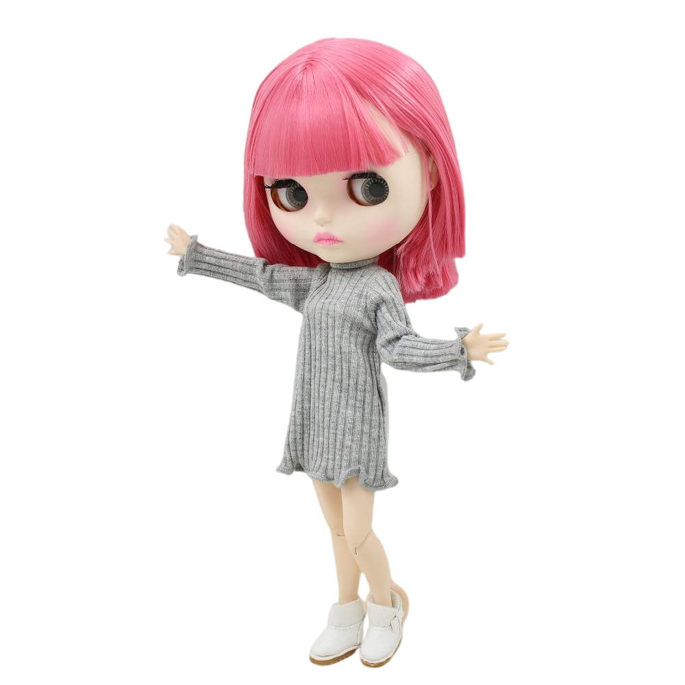 Brisa – Premium Custom Blythe Doll with Pouty Face Matte Face Custom Blythe Doll Pink Hair Custom Blythe Doll White Skin Custom Blythe Doll