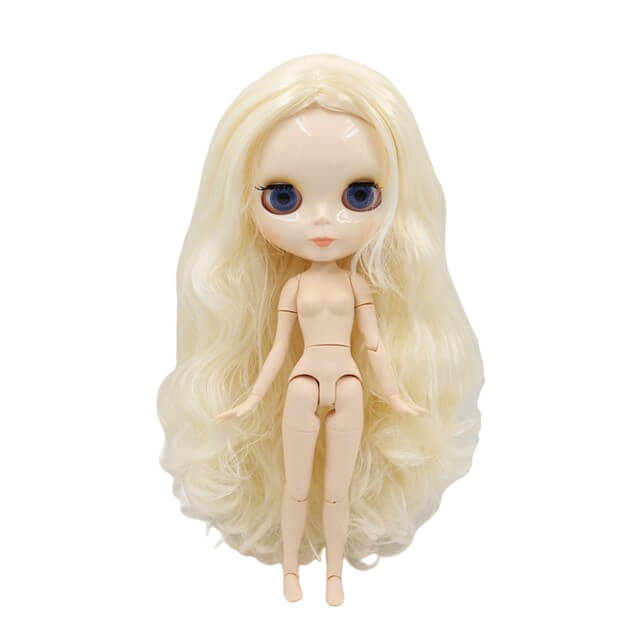 Neo Blythe Doll with Blonde Hair, White Skin, Shiny Face & Jointed Body Blonde Hair Factory Blythe Doll Shiny Face Factory Blythe Doll White Skin Factory Blythe Doll