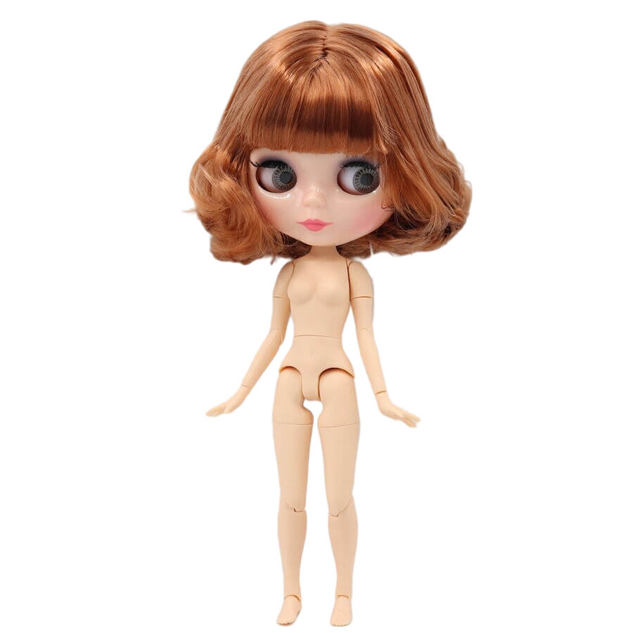 Neo Blythe Doll with Brown Hair, Natural Skin, Shiny Face & Jointed Body Brown Hair Nude Blythe Doll Natural Skin Nude Blythe Doll Shiny Face Nude Blythe Doll
