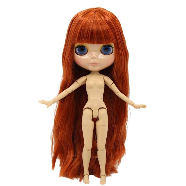 Neo Blythe Doll with Ginger Hair, Tan Skin, Shiny Face & Jointed Body Ginger Hair Nude Blythe Doll Shiny Face Nude Blythe Doll Tan Skin Nude Blythe Doll
