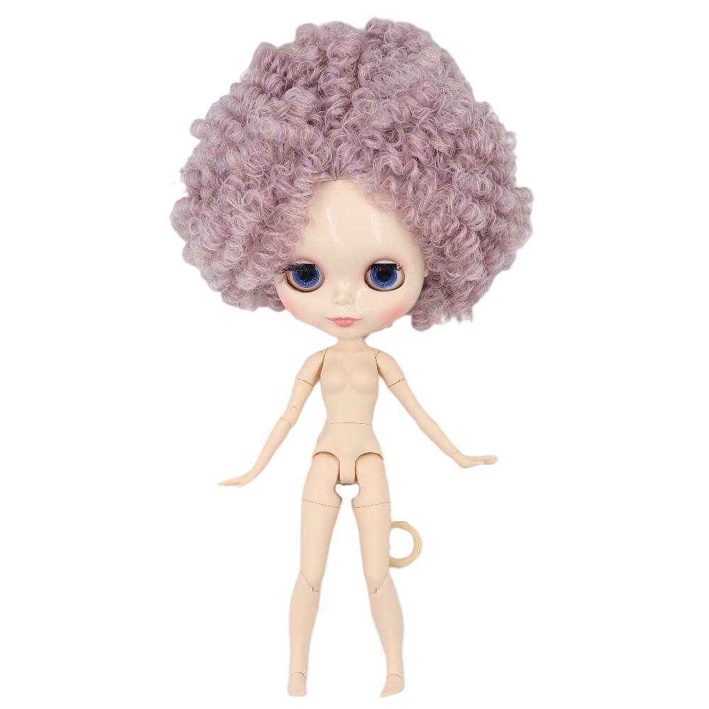 Neo Blythe Doll with Purple Hair, White Skin, Shiny Face & Jointed Body Purple Hair Factory Blythe Doll Shiny Face Factory Blythe Doll White Skin Factory Blythe Doll