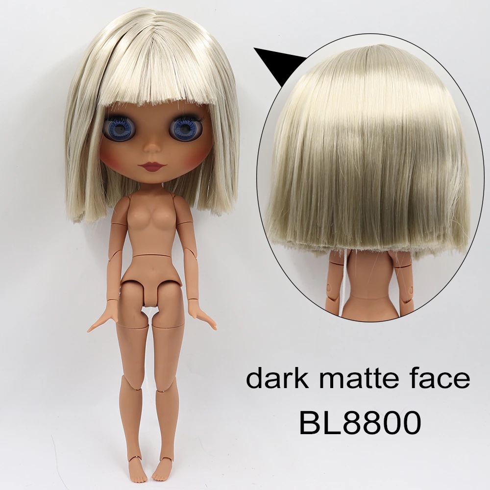 Neo Blythe Doll with Grey Hair, Dark Skin, Matte Face & Jointed Body Grey Hair Factory Blythe Doll Dark Skin Factory Blythe Doll Matte Face Factory Blythe Doll