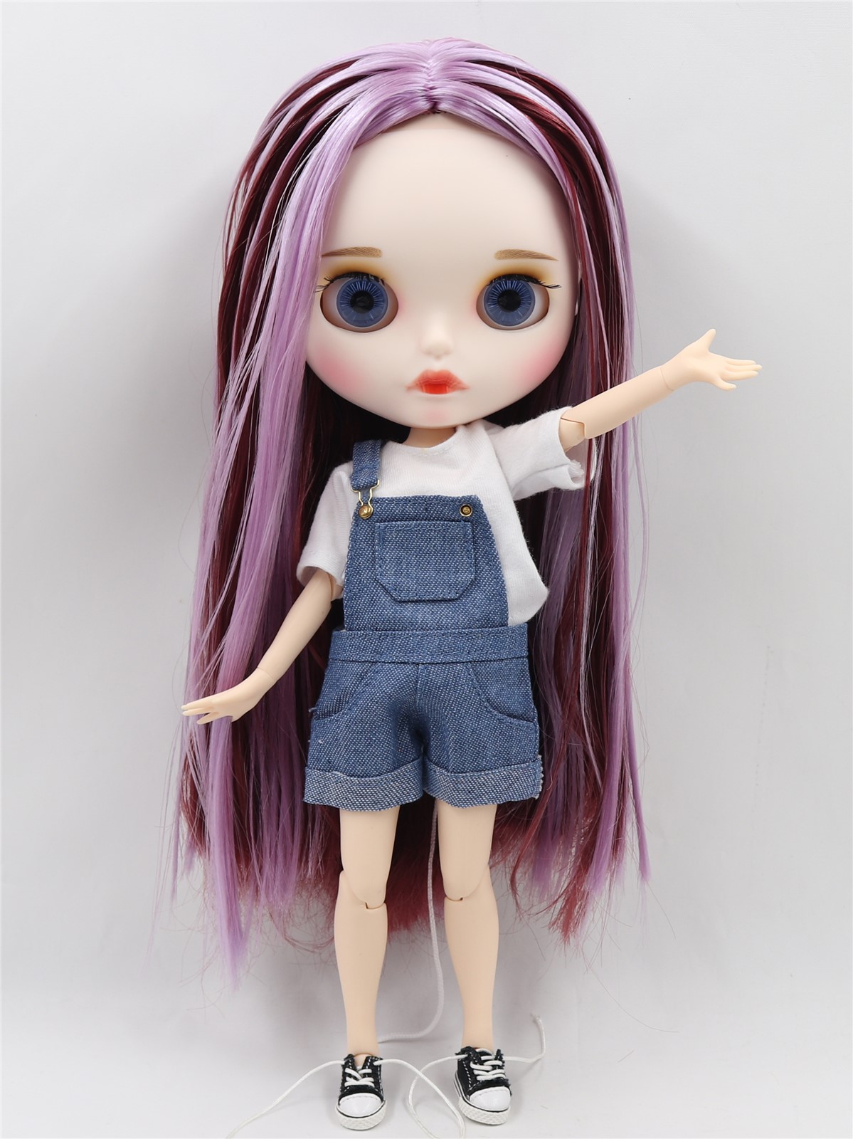 Neo Blythe Doll with Purple Hair, White Skin, Matte Face & Jointed Body Matte Face Nude Blythe Doll Purple Hair Nude Blythe Doll White Skin Nude Blythe Doll