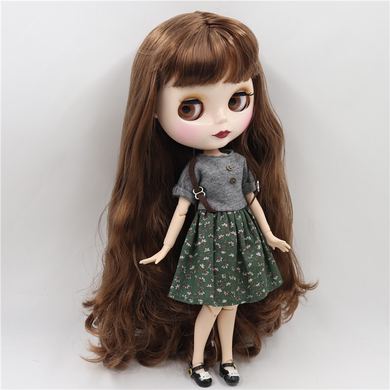 Kimber – Premium Custom Blythe Doll with Cute Face Brown Hair Custom Blythe Doll Shiny Face Custom Blythe Doll White Skin Custom Blythe Doll
