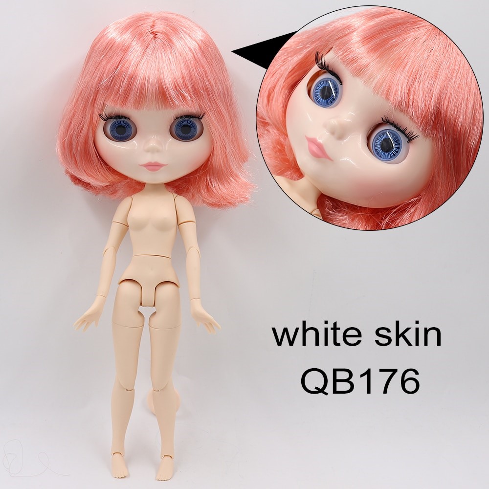 Neo Blythe Doll with Pink Hair, White Skin, Shiny Face & Jointed Body Pink Hair Factory Blythe Doll Shiny Face Factory Blythe Doll White Skin Factory Blythe Doll