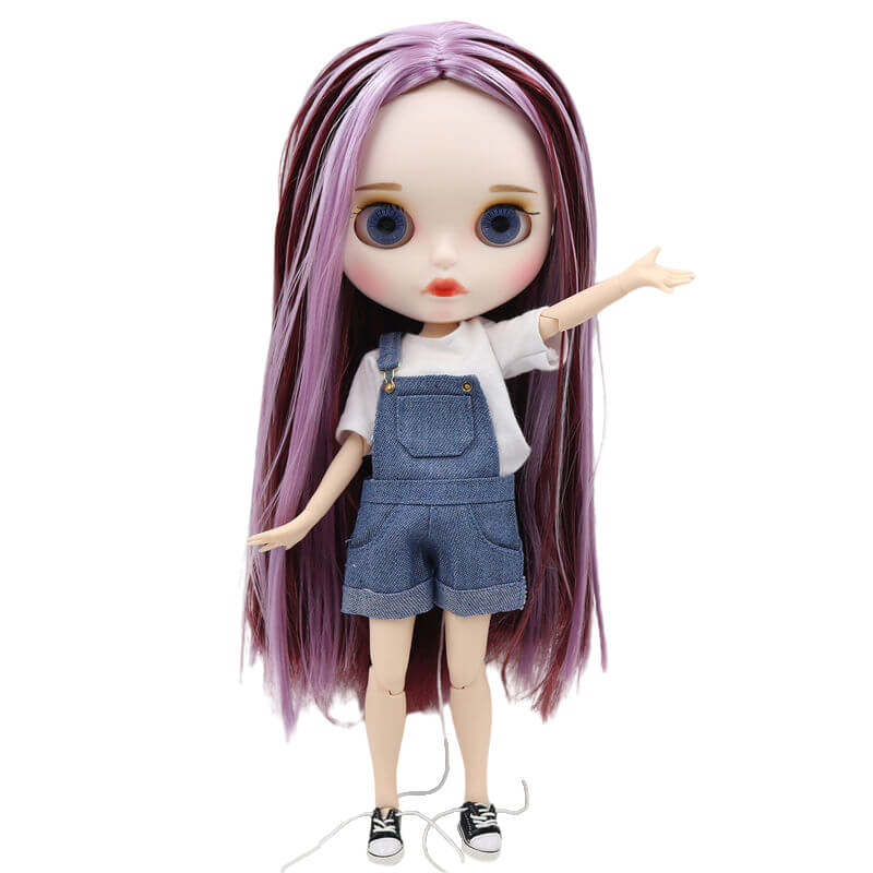 Cecelia – Premium Custom Blythe Doll with Pouty Face Matte Face Custom Blythe Doll Multi-Color Hair Custom Blythe Doll White Skin Custom Blythe Doll