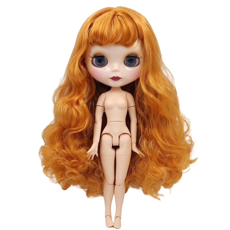 Neo Blythe Doll with Ginger Hair, White Skin, Shiny Face & Jointed Body Ginger Hair Factory Blythe Doll Shiny Face Factory Blythe Doll White Skin Factory Blythe Doll