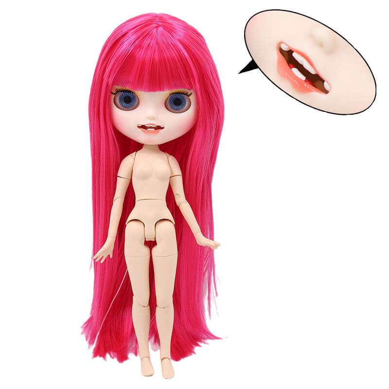Neo Blythe Doll with Pink Hair, White Skin, Matte Face & Jointed Body Pink Hair Factory Blythe Doll Matte Face Factory Blythe Doll White Skin Factory Blythe Doll
