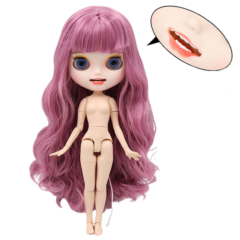 Neo Blythe Doll with Pink Hair, White Skin, Matte Face & Jointed Body Matte Face Factory Blythe Doll Pink Hair Factory Blythe Doll White Skin Factory Blythe Doll
