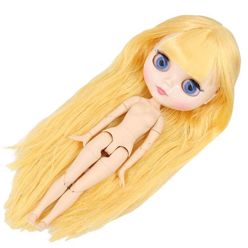 Neo Blythe Doll cum flavum comam, pellem albam, lucida facie & Joined Corpus Yellow Hair Factory Blythe Doll Crus Factory Blythe Doll White Skin Factory Blythe Doll