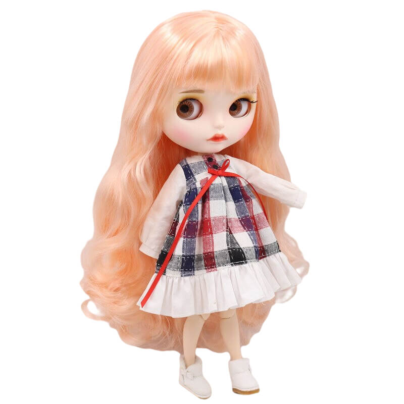 Poppy – Premium Custom Blythe Doll with Calm Face Matte Face Custom Blythe Doll Pink Hair Custom Blythe Doll White Skin Custom Blythe Doll