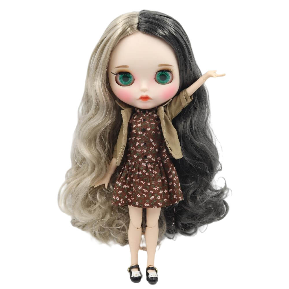 Victoria – Premium Custom Blythe Doll with Pouty Face Matte Face Custom Blythe Doll Multi-Color Hair Custom Blythe Doll White Skin Custom Blythe Doll