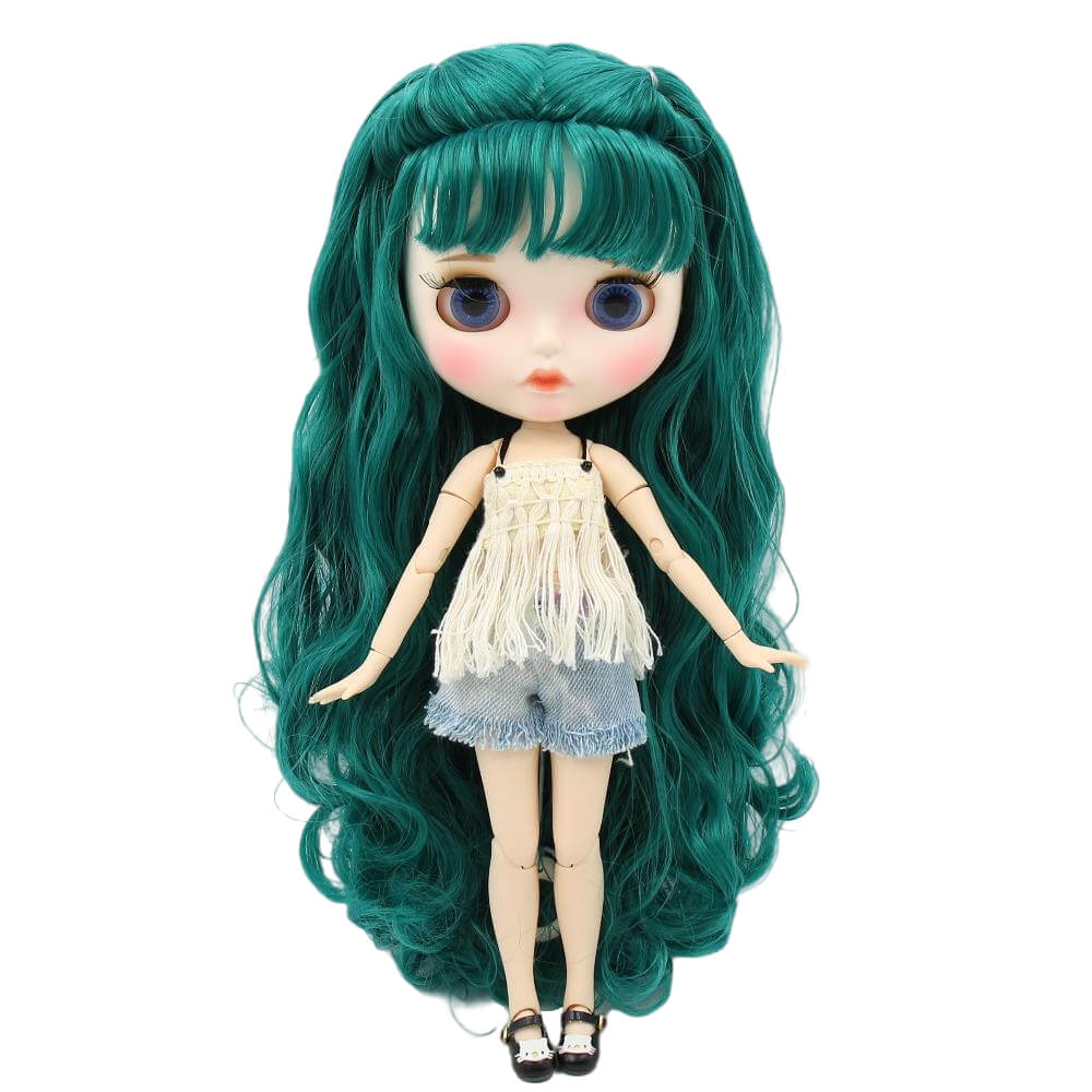 Valeria – Premium Custom Blythe Doll with Pouty Face Matte Face Custom Blythe Doll Turquoise Hair Custom Blythe Doll White Skin Custom Blythe Doll