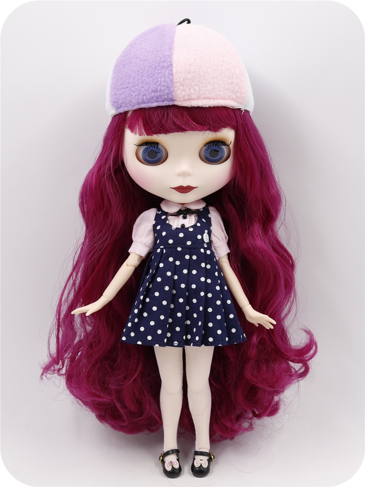 Neo Blythe Doll Blue Polka Dot Dress with Hat & Stockings Neo Blythe Doll Clothes