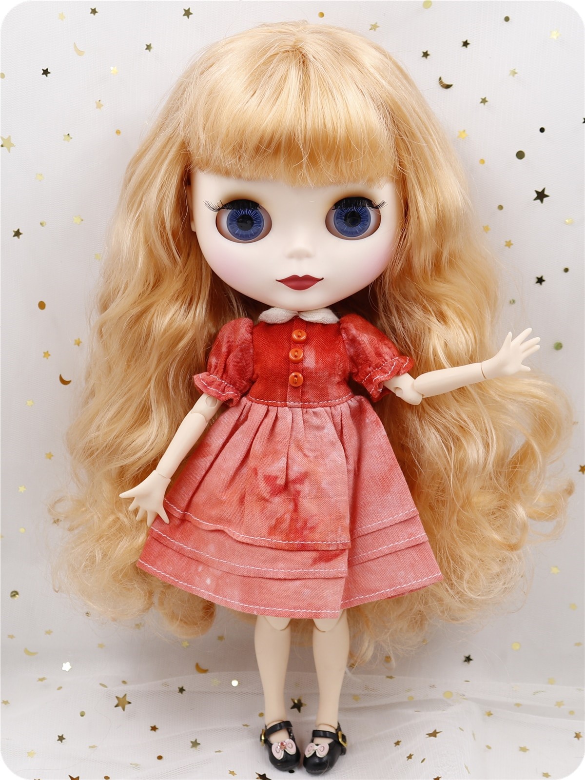 Cecilia – Premium Custom Blythe Doll with Cute Face Ginger Hair Custom Blythe Doll Matte Face Custom Blythe Doll White Skin Custom Blythe Doll