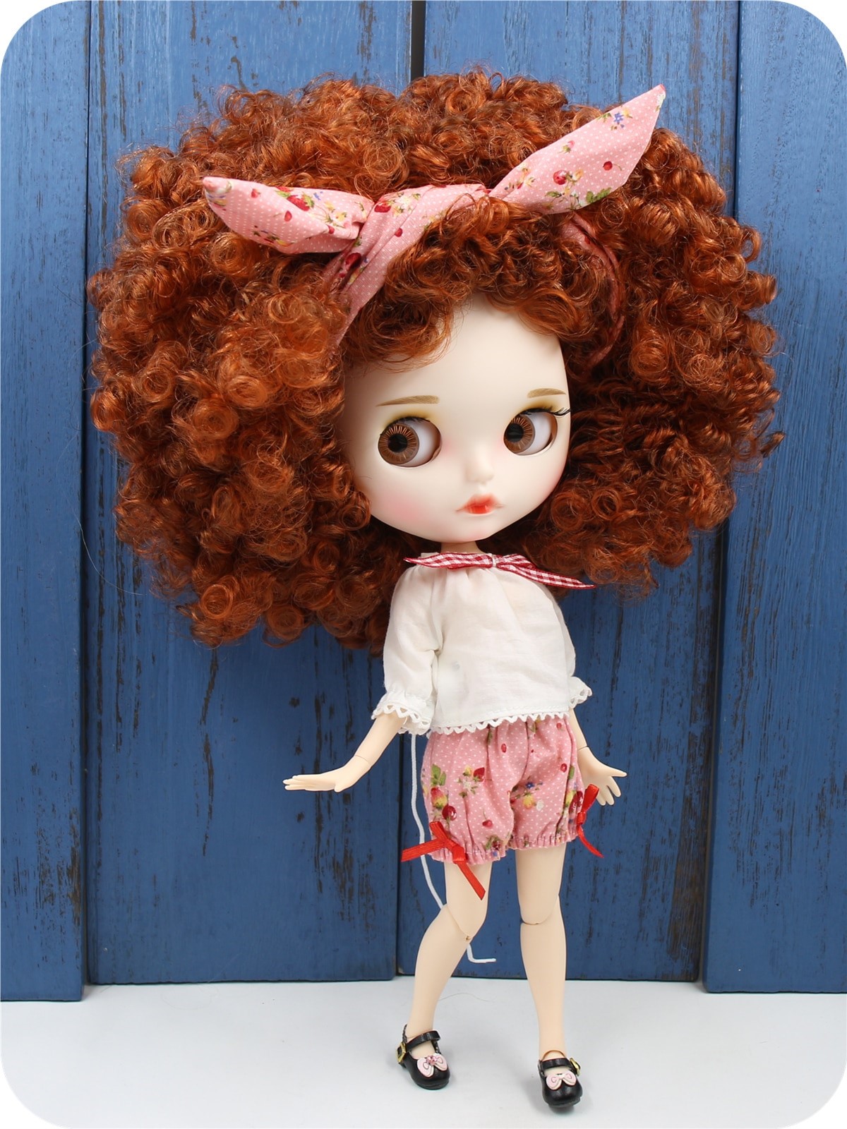 Kate – Premium Custom Blythe Doll with Calm Face Grey Hair Custom Blythe Doll Matte Face Custom Blythe Doll White Skin Custom Blythe Doll