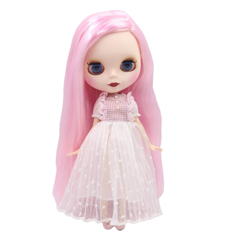 Aria – Premium Custom Blythe Doll with Cute Face Matte Face Custom Blythe Doll Pink Hair Custom Blythe Doll White Skin Custom Blythe Doll