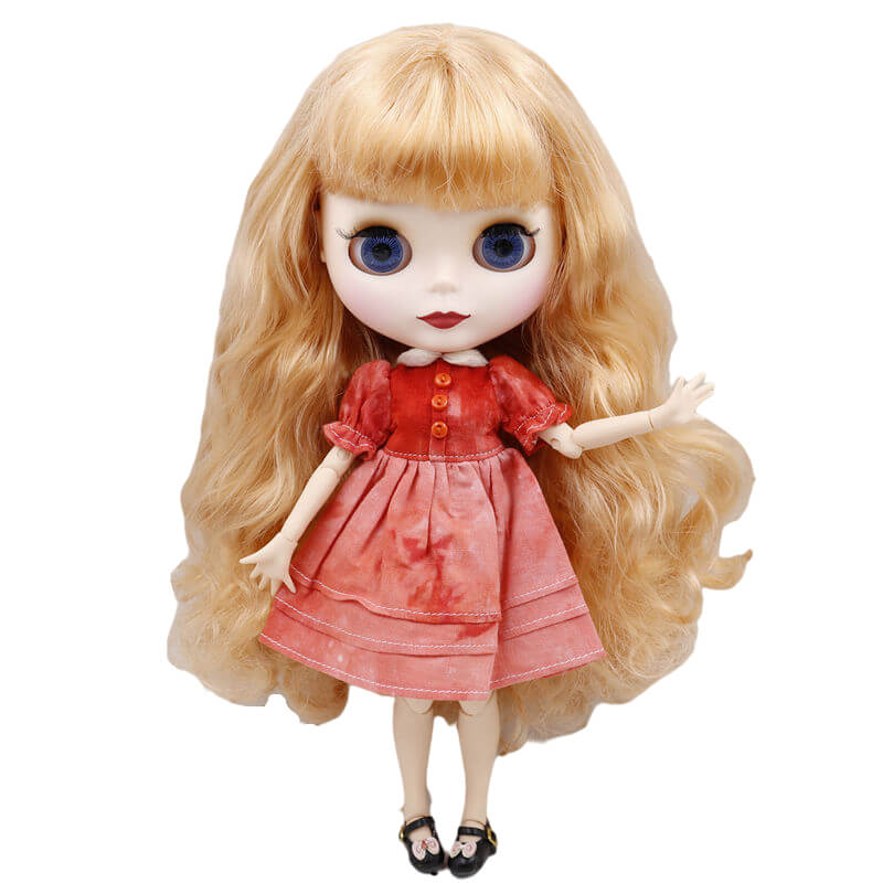 Cora – Premium Custom Blythe Doll with Cute Face Blonde Hair Custom Blythe Doll Matte Face Custom Blythe Doll White Skin Custom Blythe Doll