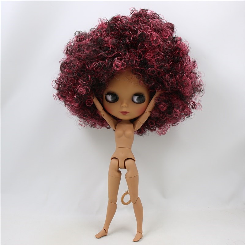 Neo Blythe Doll with Multi-Color Hair, Dark Skin, Matte Face & Jointed Body Multi-Color Hair Factory Blythe Doll Dark Skin Factory Blythe Doll Matte Face Factory Blythe Doll