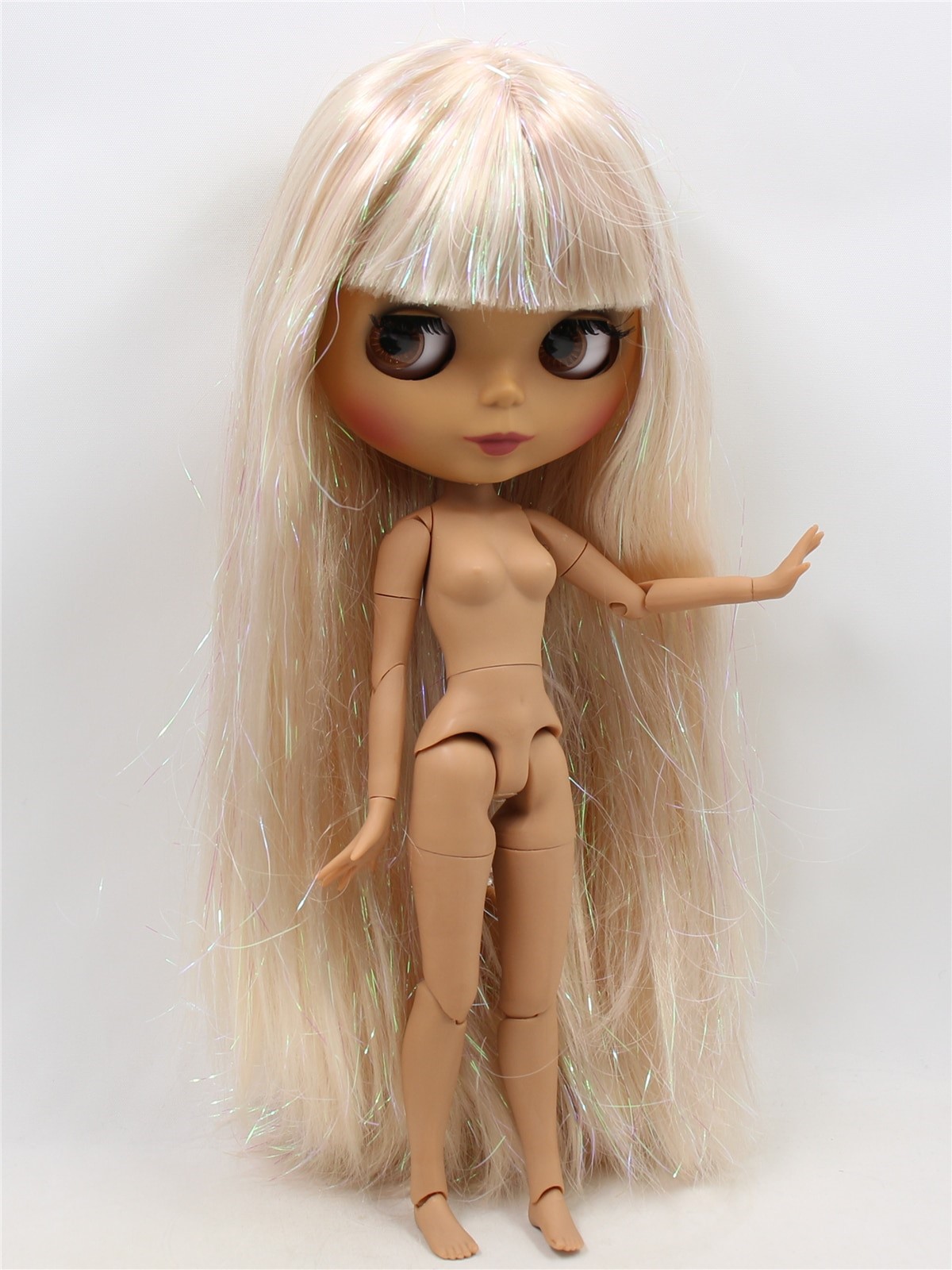 Neo Blythe Boneca com cabelo castanho, pele escura, rosto fosco e corpo articulado Fábrica de cabelo castanho Blythe Fábrica de bonecas de pele escura Blythe Fábrica de rosto fosco de boneca Blythe Boneca