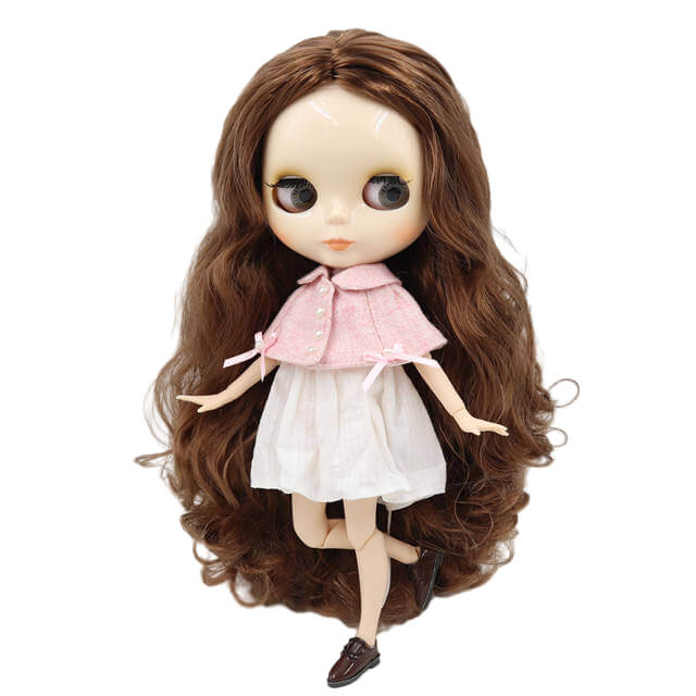 Антонела - Преміум Custom Blythe Лялька з милим обличчям каштанове волосся Custom Blythe Лялька блискуче обличчя Custom Blythe Лялька Біла Шкіра Custom Blythe лялька