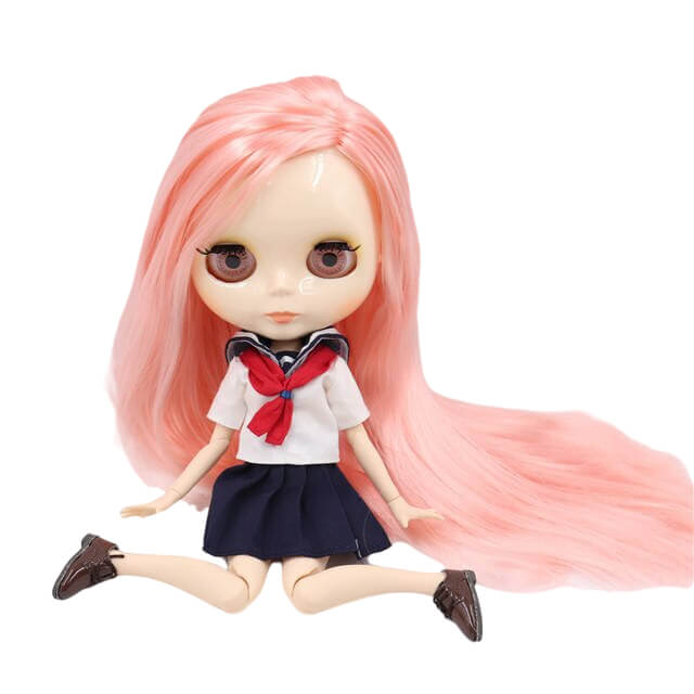 Mira – Premium Custom Blythe Doll with Cute Face Pink Hair Custom Blythe Doll Shiny Face Custom Blythe Doll White Skin Custom Blythe Doll