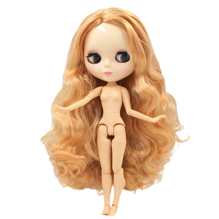 Neo Blythe Doll with Orange Hair, White Skin, Shiny Face & Jointed Body Orange Hair Factory Blythe Doll
