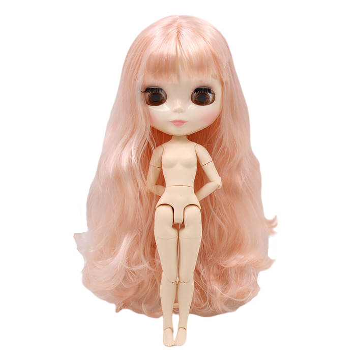 Neo Blythe Doll with Pink Hair, White Skin, Shiny Face & Jointed Body Pink Hair Factory Blythe Doll Shiny Face Factory Blythe Doll White Skin Factory Blythe Doll